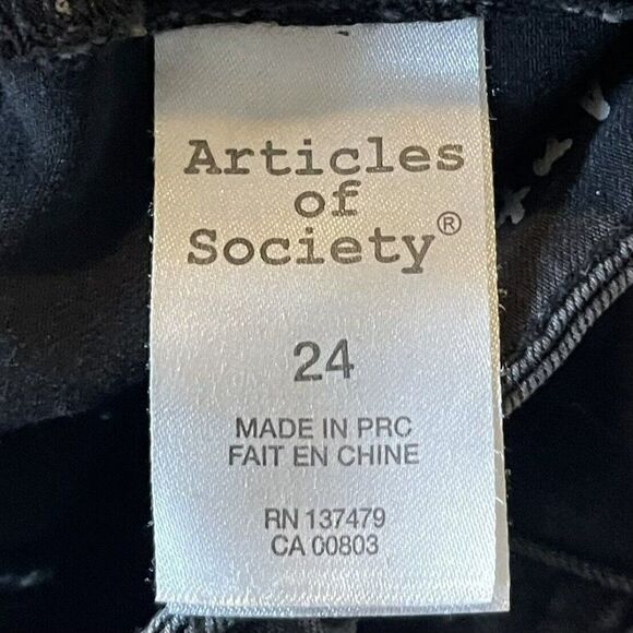 Articles of Society Womens Black Skinny Jeans Raw Distressed Hem Waist 24 - Picture 5 of 6
